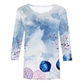 thumbnail image 4 of Meichang Haut à Manches 3/4 pour Femmes Style Décontracté Mode T-Shirt Floral Léger Doux Col Rond Pull Chemises Ample Extensible T-Shirt de Vacances pour Femmes, 4 of 4