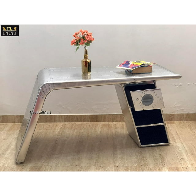 Nauticalmart Aviator Airplane Wing Desk Aluminium Table Aviator Home Office Living Room Furniture (64 Inches)