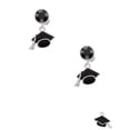 thumbnail image 2 of Delight Jewelry Silvertone 3-D Graduation Hat Black Crystal Clip on Earrings, 2 of 5