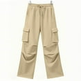 thumbnail image 7 of Camo Pants Women High Waisted Straight Wide Leg Pants Drawstring Casual Pants Womens Baggy Pants, 7 of 7