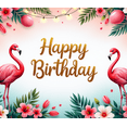 thumbnail image 3 of Flamingo Theme Happy Birthday Banner Tropical Design Floral Pattern for Outdoor Celebration Garden Party Photography Backdrop, 3 of 6