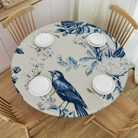 

Orinice Flowers Birds Floral Pattern Round Tablecloth Stain-Resistant Washable 100% Polyester Table Cover Ideal for Indoor Outdoor Restaurants Weddings Parties 42 -46