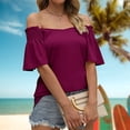 thumbnail image 4 of Camiseta de viaje para mujer camiseta informal con cuello en V a la moda para ir de compras (Púrpura XXL) FLhrweasw Para estrenar, 4 of 6