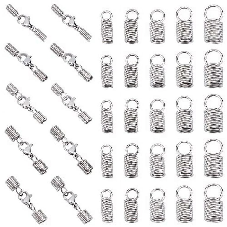100pcs/lot Metal Spring Crimp Clasps Leather Ends Fastener End Caps  Connectors For DIY Bracelet Necklace Jewelry Making Supplies