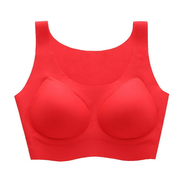 GDREDA Soutien-Gorge Quotidien pour Femmes Sans Armature Soutien-Gorge Léger Rembourrée Confortable Sans Fil Soutien-Gorge T-Shirt Soutien-Gorge à Enfiler Dos Croisé Confortable Bustier Doux Rouge,G
