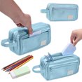 thumbnail image 3 of Canvas Multi-Layer Pencil Case - Extra Large School Supply Organizer for Students, 3 of 6