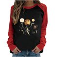 thumbnail image 1 of Moda mujer primavera patchwork impreso manga larga cuello redondo casual tee tops Pompotops FGAJ4811, 1 of 5