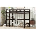 thumbnail image 6 of Twin High Loft Bed, Rubber Wood Loft Bed with Safety Guardrail, built-in desk, ladder,Espresso, 6 of 9
