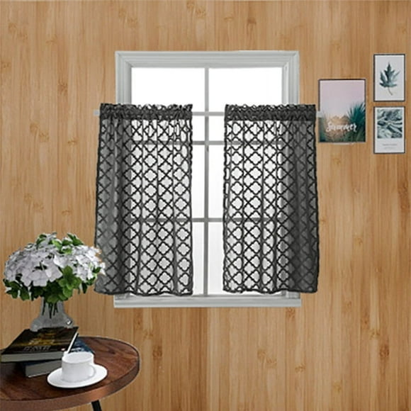 Kitchen Curtains Linen Tier Curtains 29 Inch Farmhouse Cafe Curtains Light Filtering Small Window Curtains Flax Country Rustic Rod Pocket Bathroom Laundry Room RV 2 Panels