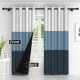 thumbnail image 2 of Lfeey Navy Blue Striped Curtains, Color Blocked Room Darkening Curtains 63 inch Long, Set of 2, 2 of 6
