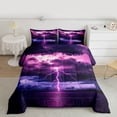 thumbnail image 2 of Homewish Boys Girls Purple Lightning Full Size Comforter Sets 3-Piece,Abstract Gradient Bedding Comforter Set,Natural Disaster Lightweight Bedding Sets,Microfiber Bedroom Decor,Reversible, 2 of 8