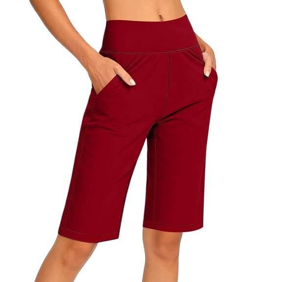 Vibrex Women's 5" Yoga Capris No Front Seam High Stretch Tight Leggings for Gym Running Workout,Coffee_M