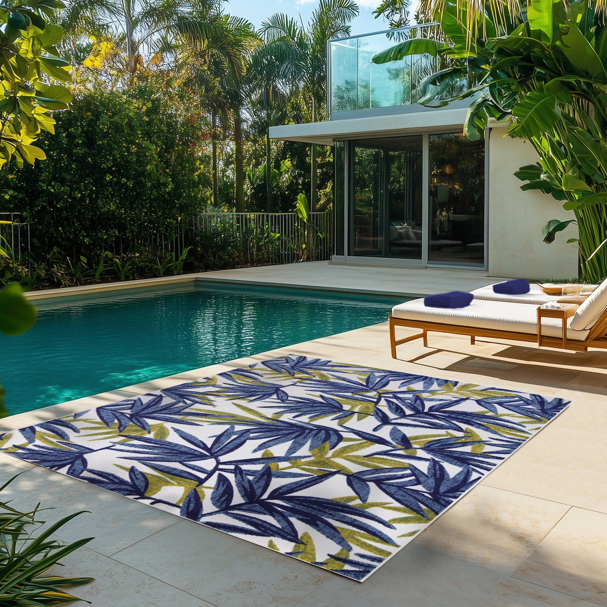 Kalari Isla Indoor/ Outdoor Polypropylene Blue Flat Weave Area Rug, 9x13