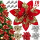 thumbnail image 2 of Flores artificiales de Poinsettia con purpurina, adornos para árbol de Navidad, corona, decoraciones para chimenea, bricolaje, 5/10 piezas, 14cm, 2 of 4