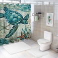 thumbnail image 7 of Awypu Shower Curtain Sea Turtle Ocean Theme (Sea Turtle) - Waterproof, Various Sizes, Easy Installation White, 7 of 7