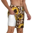 thumbnail image 2 of Kdxio Leopard Sunflowers Print Men'S Swim Trunks With Compression Liner 7 Inch Inseam Quick Dry Swim Shorts, 2 of 7