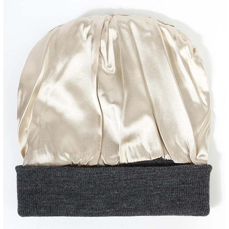 Unisex Satin Lined Winter Beanie for Women Men Silky Lining  display picture 2