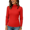 thumbnail image 4 of Hearthz Ribbed Women's Turtleneck Sweaters Fitted Mock Neck Womens Long Sleeve Tops Spring Winter Basic Pullover Shirts, 4 of 4