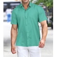thumbnail image 4 of HAPPY BAY Men's Hawaiian Shirt Solid Casual Short Sleeve Button Down Beach Shirts for Men XXL Shamrock Green, Plain, 4 of 6