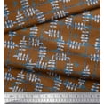thumbnail image 3 of Soimoi Brown polyester Crepe Fabric Leaves & Floral Check Print Sewing Fabric Yard 42 Inch Wide, 3 of 3