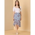 thumbnail image 3 of INSPIRE CHIC Women's Floral High-Low Elastic Waist Ruffle Hem Flowy Midi Chiffon Skirt, 3 of 6