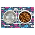 thumbnail image 1 of Flower Pet Mat for Food and Water, Colorful Silhouettes of Bindweed with Ornate Swirls and Curls on a Dark Background, Non-Slip Rubber Mat for Dogs and Cats, 18" X 12", by Ambesonne, 1 of 2