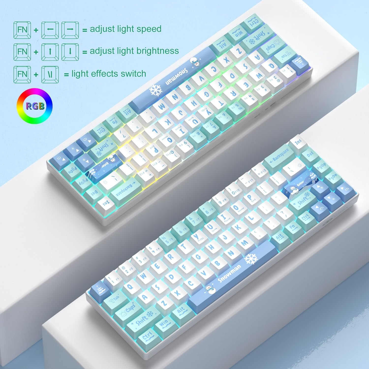 MageGee MK-Box 60% Gaming Keyboard German QWERTZ Layout, Hot-Swappable Compact Wired Mechanical RGB Keyboard with EVA Damping Foam