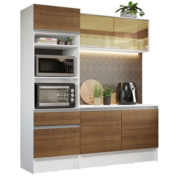 Mueble de Cocina Compacto 180cm Blanco/Marrón Diamante Madesa 86