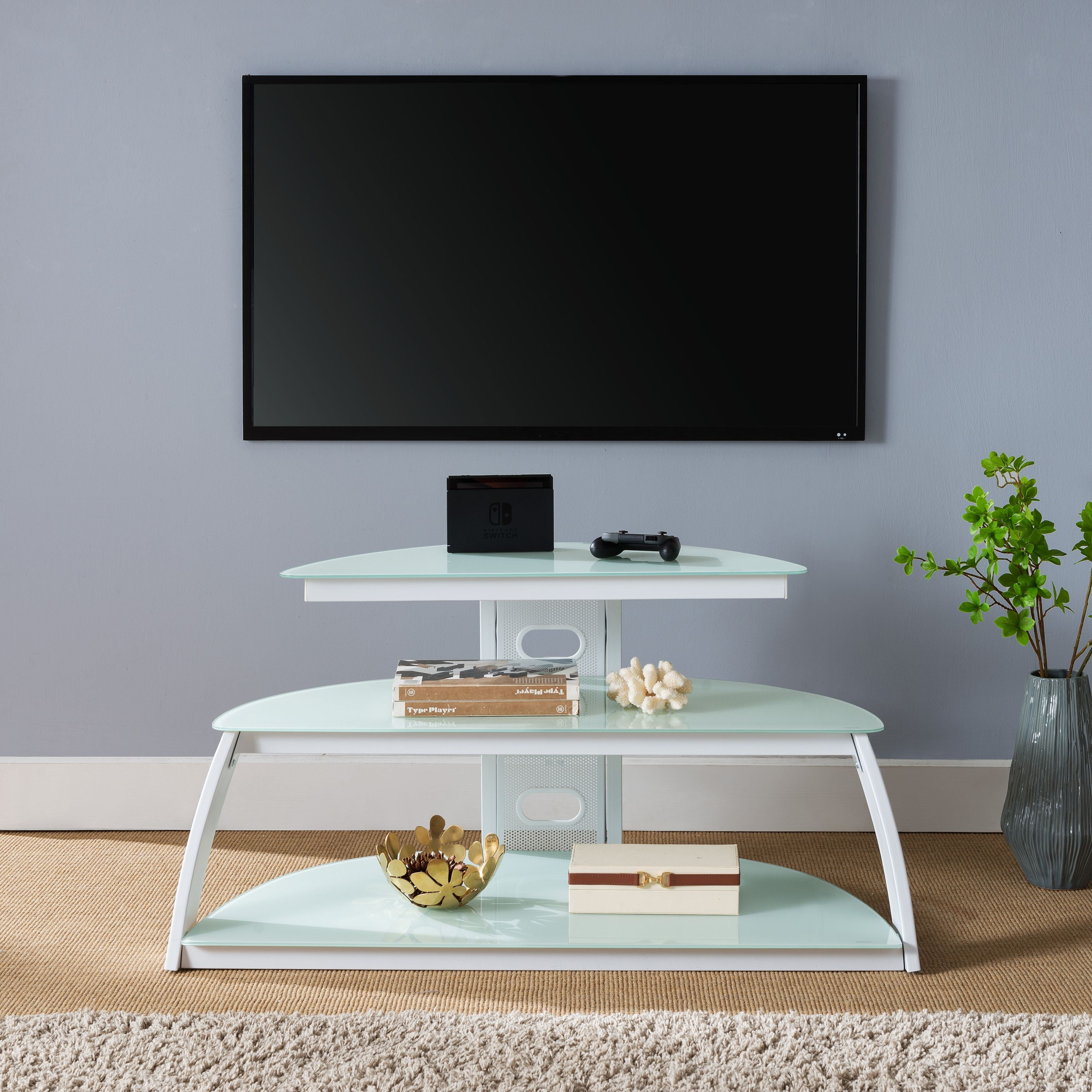 Faromore Contemporary Gaming Media Console, White