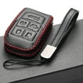 thumbnail image 2 of Vitodeco Genuine Leather Remote Control Smart Key Case Cover Protector with Leather Key Strap - Compatible for RAM 2500, 3500, 4500, 5500 (2019 - 2026 Models) - 5-Button, Black/Red, 2 of 4