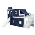 thumbnail image 6 of Harper & Bright Designs Twin Size Loft Bed with Tent and Tower, Wood Low Loft Bed with Slide and Storage Stairs for Boys Girls, Blue, 6 of 15