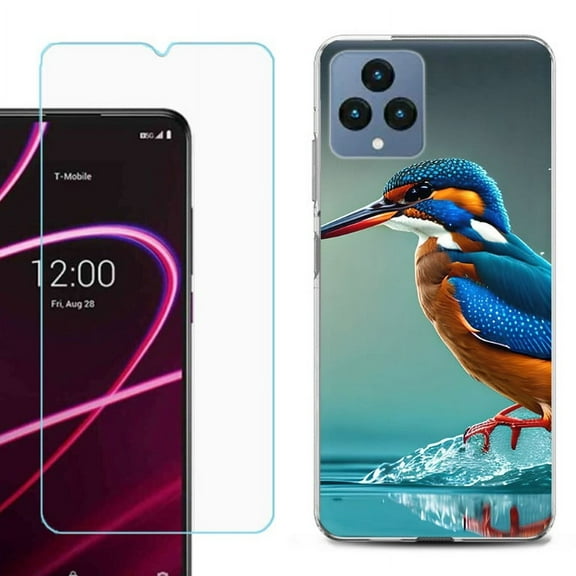 OneToughShield ® for T-Mobile Revvl 6x 5G Shockproof Phone Case, with Tempered Glass Screen Protector - Kingfisher