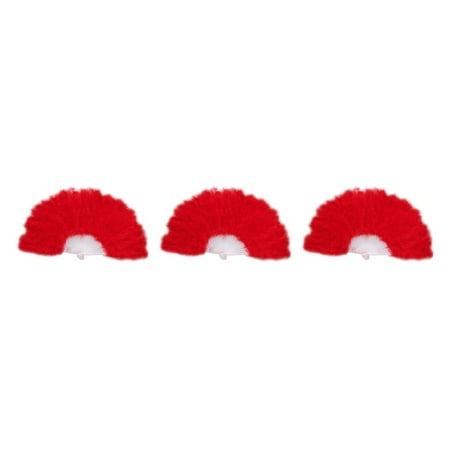 

Kironypik Feather Fan Decoration Parties Handheld Ornament Fans Elegant Dancing Performance Accessory Wedding for Children Adult Red 3PCS
