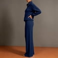 thumbnail image 5 of Basysin Women Half Zip Pullover Sweatshirt Wide Leg Pants Two Piece Outfit Set Loose Comfort Tracksuit Soft Loungewear Sweatsuit, 5 of 6
