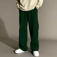 thumbnail image 2 of Atogsazn Kids Boys Wide Leg Cargo Sweatpant Children Casual Elastic Waist Sweatpants High Waisted Pants With Pocket 01-Green 10-11Years Fashion, 2 of 8