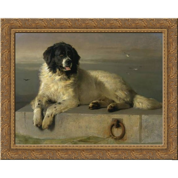 FrameToWall - A Distinguished Member of the Humane Society 24x20 Gold Ornate Wood Framed Canvas Art by Edwin Henry Landseer