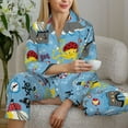 thumbnail image 6 of Fuzoiu Pirate Marine Animals Print Women's Long-Sleeved Pajama,Lounge Button Down Nightwear,Womens Notch Collar Pajama Set-Small, 6 of 7