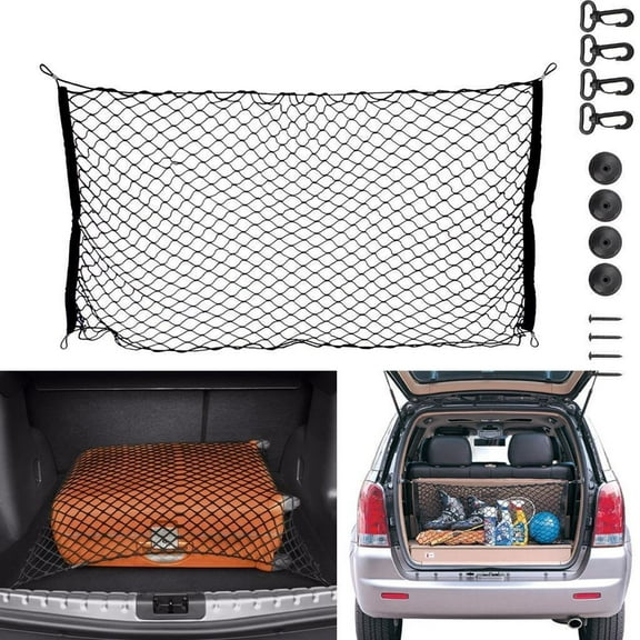 Xotic Tech Nylon Car Hatchback Rear Luggage Cargo Trunk Storage Organizer Net Plus mounting Large