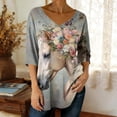 thumbnail image 2 of Women's Tops, Tees & Blouses Plus Size,Womens Tops Horse Printed 3/4 Sleeve Western Vintage 3D Graphic T Shirts Vneck Funny Gift Shirts Equestrian Cowgirl Blouse, 2 of 5