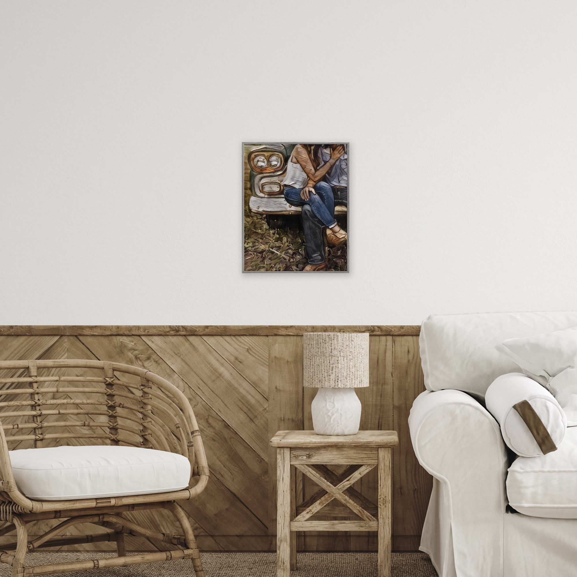 Crossed Legs & Trucks Gray Framed Giclee Art, design by Jesse Keith