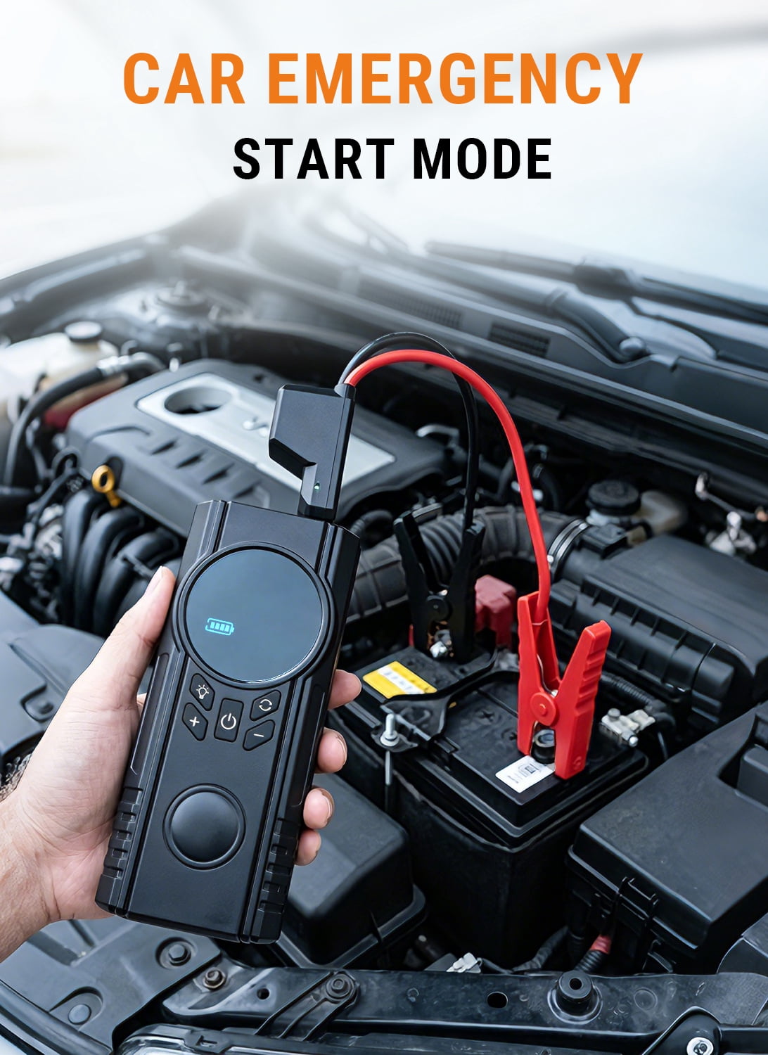 Furein Jump Starter with Air Compressor, 1200A Peak Portable Car Battery Booster (12V) with 150PSI Auto-Shutoff Tire Inflator, LED Flashlight & SOS Light, 8000mAh Lithium Jump Box with Anti-Reverse S