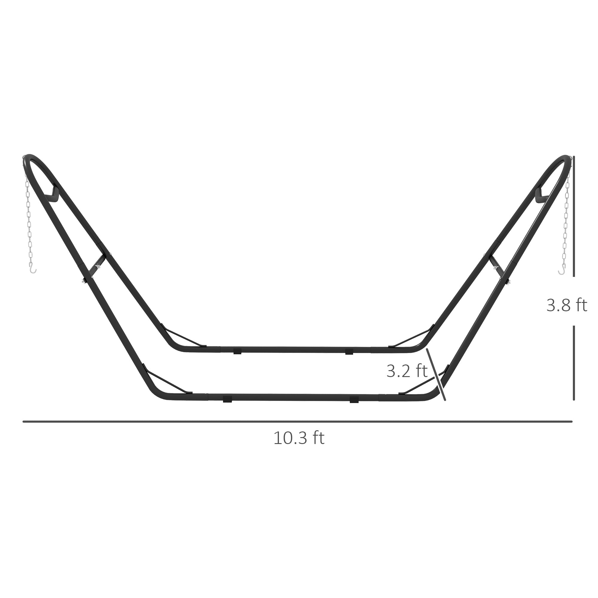 Garden Accessories Outsunny Hammock Stand for 2 Person, Portable Adjustable Steel Frame Hammock Stand with Weather Resistant Finish for 9-14’ Hammocks, 10.3', 550 lbs. Capacity, Black,Garden Decorat
