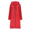 thumbnail image 4 of Patlollav Winter Women Casual Long Sleeve Loose Fashion Pockets Zipper Solid Hooded Sweatshirts Long Coat, 4 of 6