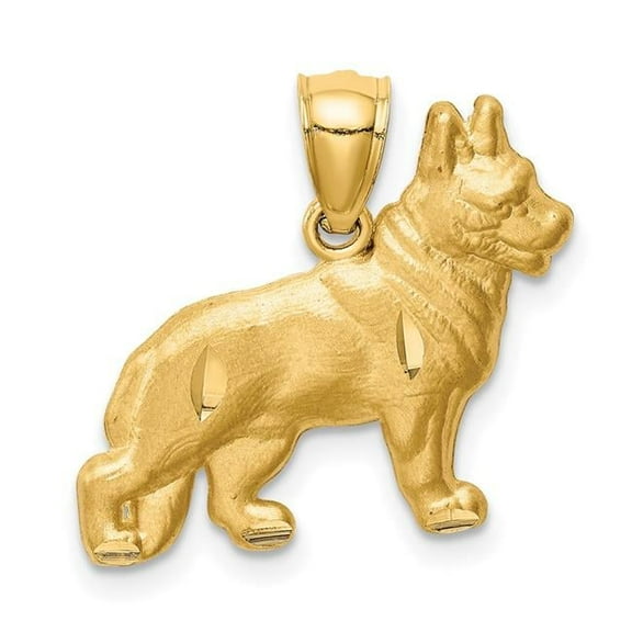 Finest Gold 10K Yellow Gold Diamond-Cut German Shepard Pendant