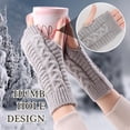 thumbnail image 4 of 4 Pairs Knitted Fingerless Gloves for Women Winter Thumbhole Wrist Warmer Men Crochet Arm Warmers Hand Mittens, 4 of 6