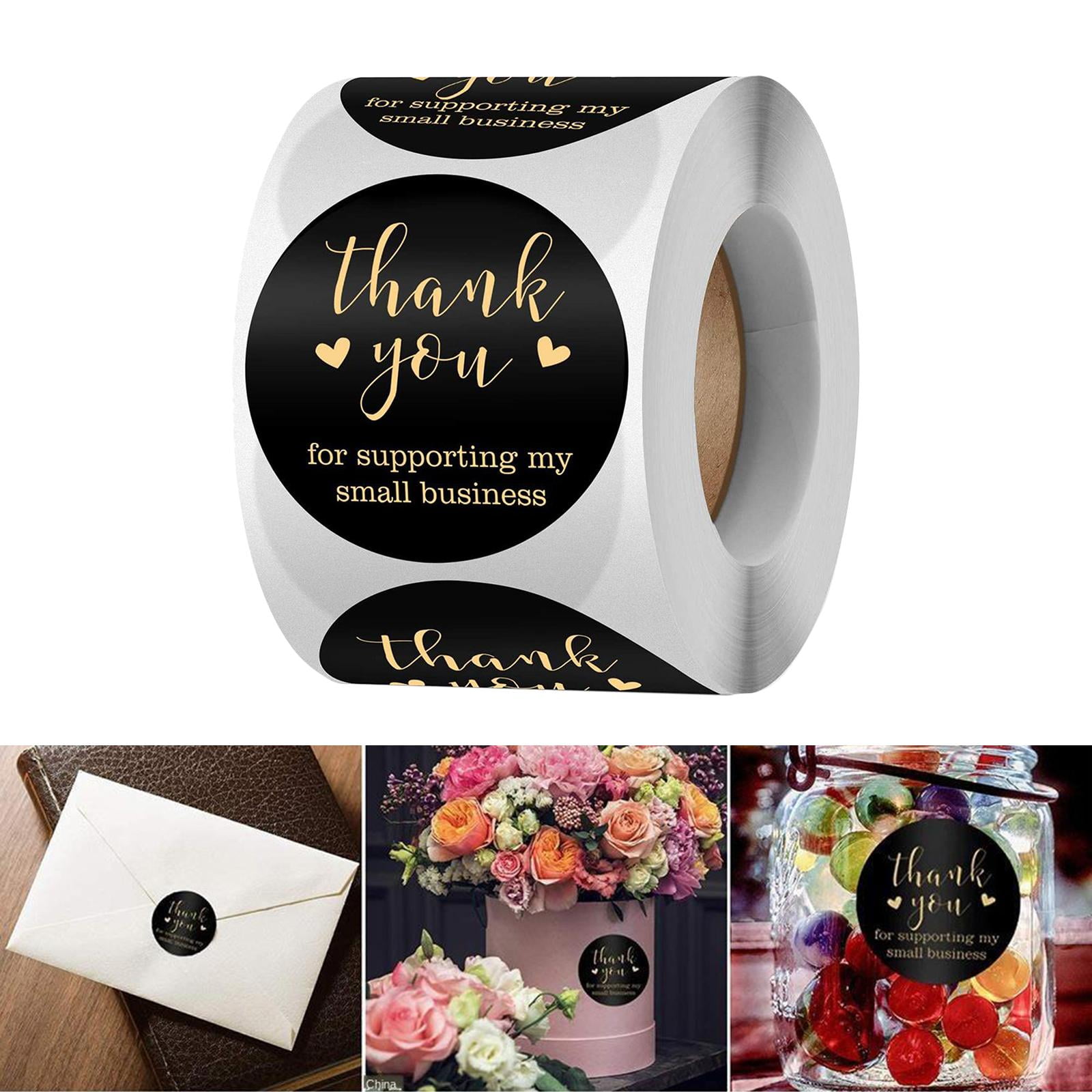 Thank You for Supporting My Small Business Stickers Roll Black Thank You Labels Envolope Seals Appreciation Label Sticker-2 Inch 500 Pcs Per Roll Black, 2