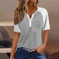 thumbnail image 2 of Yigetop Short Sleeve Henley Shirts for Women, Womens Fashion Short Sleeve Tops Basic Tunic T Shirts Casual Button Down Half Sleeve Blouses Tshirts Shirts for Women Grey M, 2 of 5