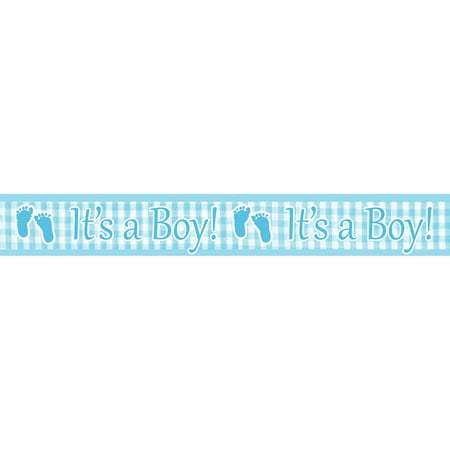 Plaid Baby Boy Foil Banner, 1pk