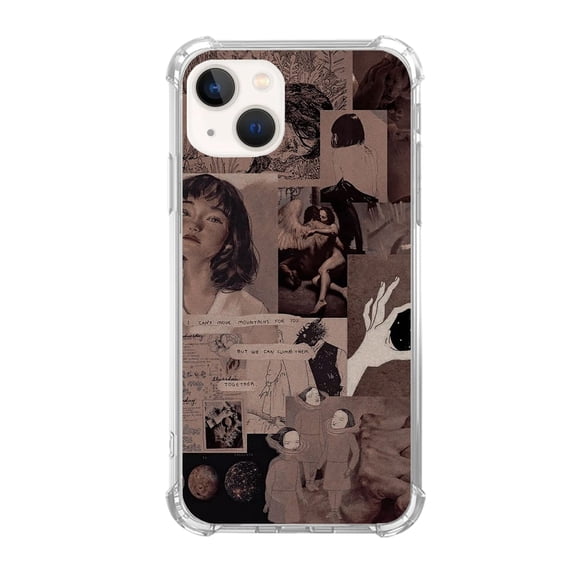Aesthetic Collage Case Compatible with iPhone 14 Plus,Unique Art Design TPU Bumper Cover Case