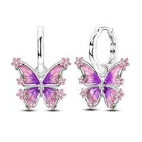 NARMO Original 925 Sterling Silver Flower Butterfly Hoop Earrings 5A Zircon for Women Jewelry Making